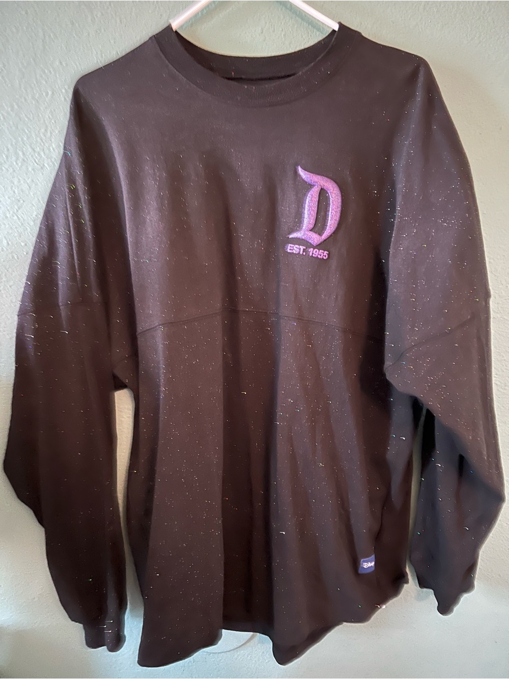 Disney Spirit Jersey Black Long Sleeve Tee with purple 'D' Logo 100